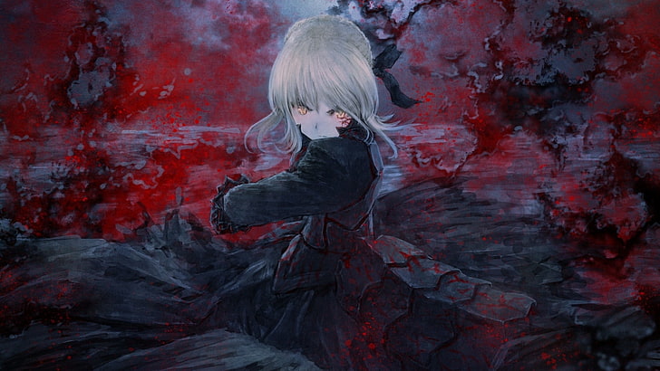 female anime character wallpaper, Type-Moon, Fate Series, Saber Alter