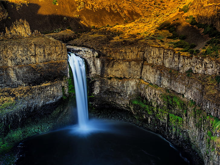 stones, rocks, waterfall, canyon, Washington, USA, Palouse Falls, HD wallpaper