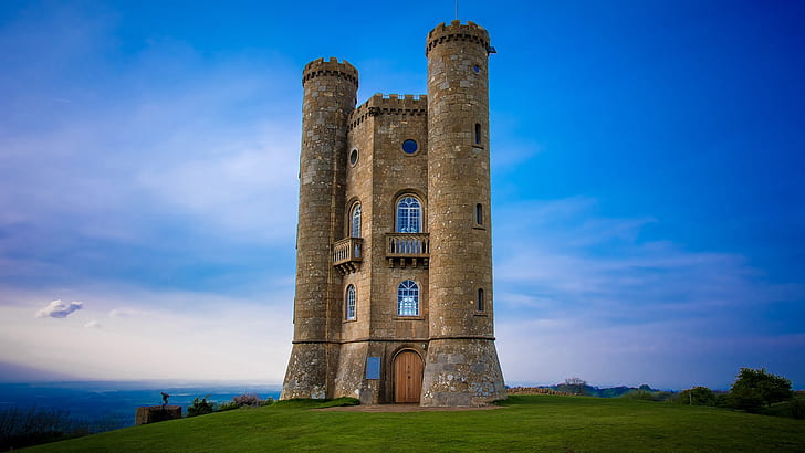 landscape, UK, Broadway Tower, Worcestershire, clouds, sky