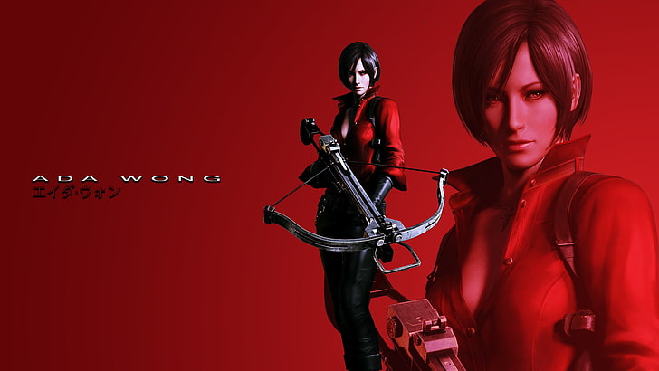 Ada Wong, red background, Resident evil, Resident Evil 6, women