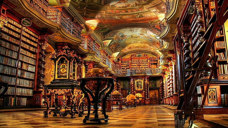 Prague, architecture, library, Czech Republic, Klementinum, HD wallpaper