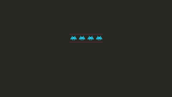 untitled, Space Invaders, minimalism, simple, copy space, illuminated