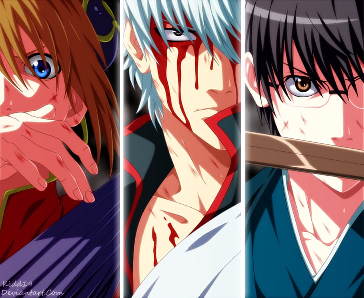 Anime, Gintama, Gintoki Sakata, Kagura (Gintama), Shimura Shinpachi, HD wallpaper