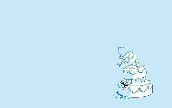 three layered cake wallpaper, threadless, just married, simple, HD wallpaper