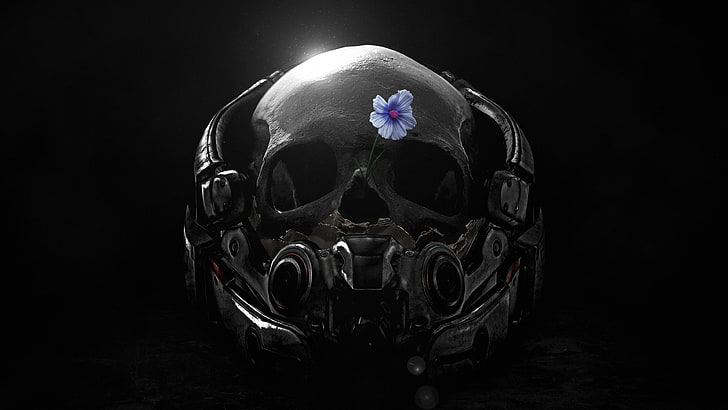black skull digital wallpaper, Mass Effect: Andromeda, 4K