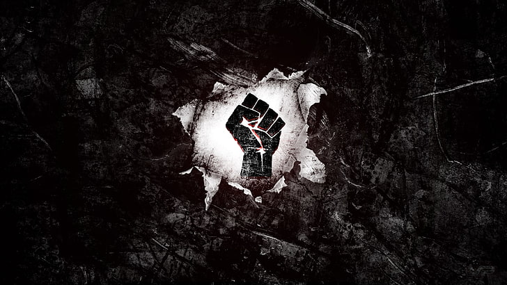 hand logo, background, Wallpaper, graphics, dark, Viva La Revolution