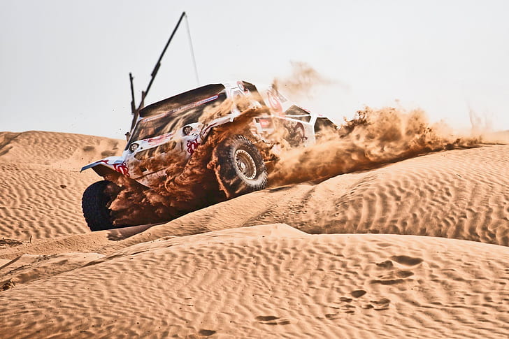 Dakar Rally, race cars, vehicle, desert, sand, racing, HD wallpaper