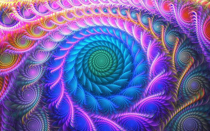 psychedelic, colorful, abstract, fractal, HD wallpaper