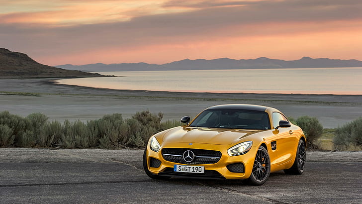 2015 Mercedes AMG GT Solarbeam 3, yellow sports car, cars, mercedes benz, HD wallpaper