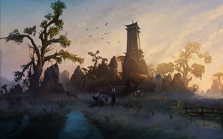 The Elder Scrolls Online, fantasy art, video games, sky, tree