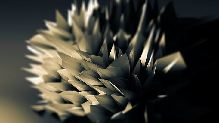 selective focus of gray and white paper art, selective focus photography of spike artwork