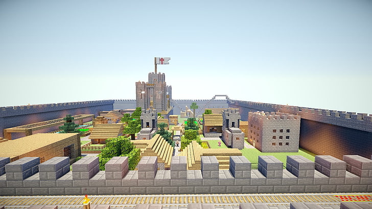 Minecraft castle illustration, Kingdom, building exterior, architecture, HD wallpaper