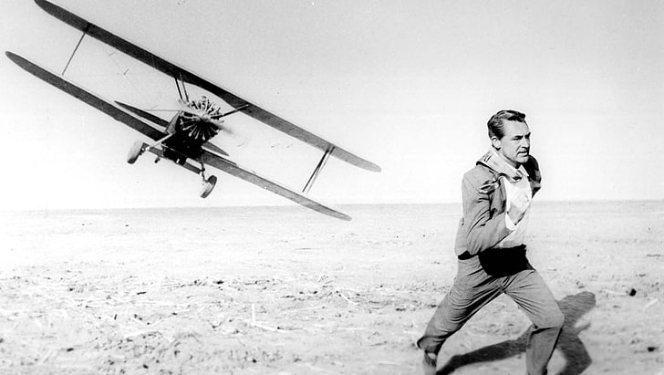 biplane, Cary Grant, North by Northwest, Alfred Hitchcock, one person
