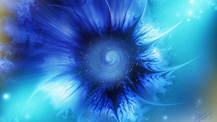 abstract, swirl, water, sea, underwater, animal themes, blue, HD wallpaper