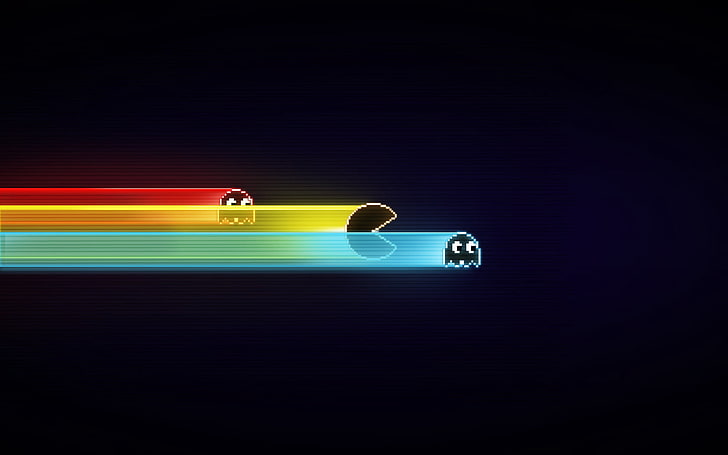 Pacman digital wallpaper, game, graphics, speed, harassment, backgrounds