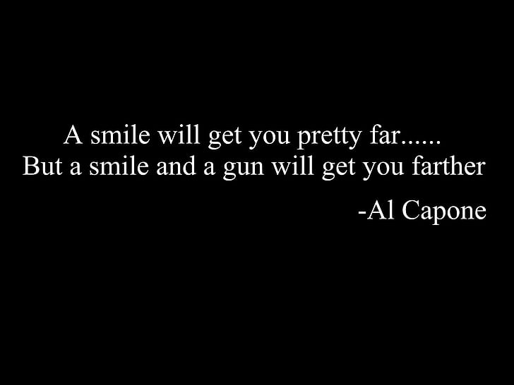 simple background, text, Al Capone, typography, black background