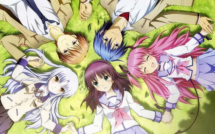 anime, Angel Beats!, Tachibana Kanade, school uniform, Hinata Hideki