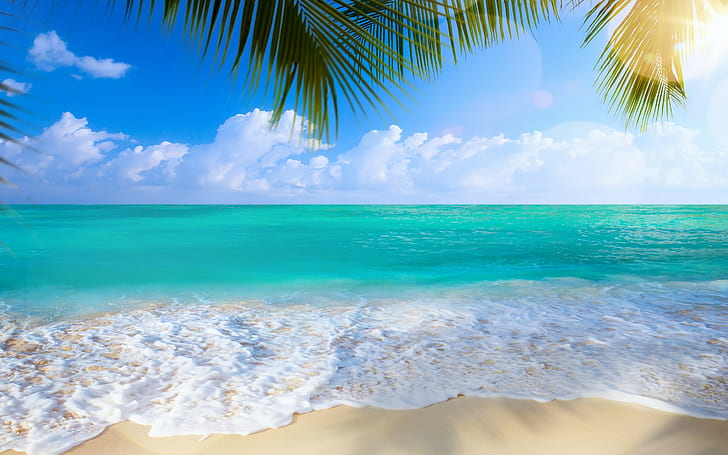 Beach, sea, shore, white salts, summer, paradise, tropical, sand, HD wallpaper