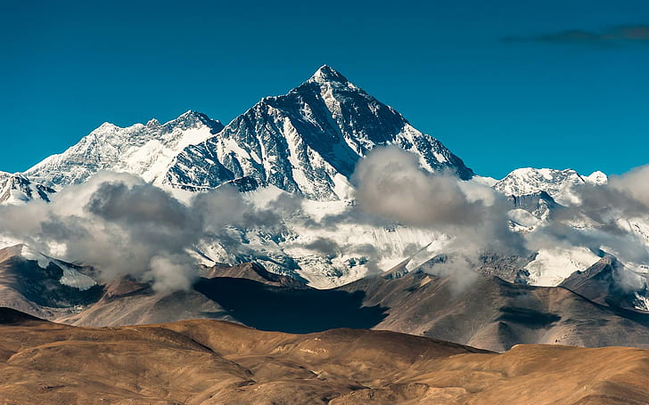 Mountains Snow China Rocks Tibet Mount Everest Blue Skies HD Widescreen, HD wallpaper