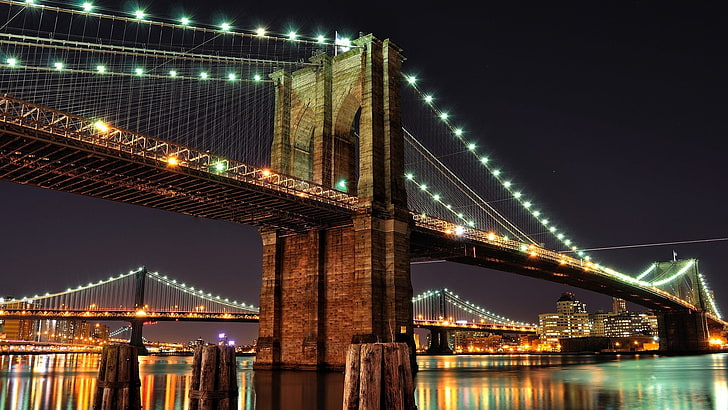 cityscape, building, bridge, New York City, Brooklyn Bridge