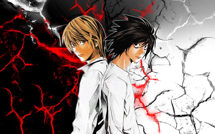 women's white and black dress, Death Note, Lawliet Lawsford, Yagami Light, HD wallpaper