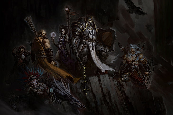 monster digital wallpaper, Witch Doctor, Barbarian, Wizard, Diablo III: Reaper of Souls