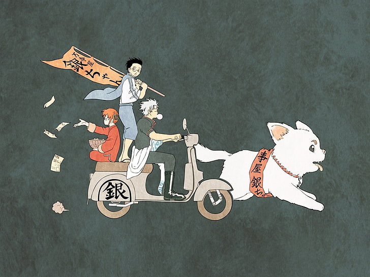 Anime, Gintama, Gintoki Sakata, Kagura (Gintama), Shimura Shinpachi, HD wallpaper
