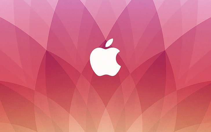 Apple logo, Apple Inc., pattern, white, red, pink, heart shape, HD wallpaper