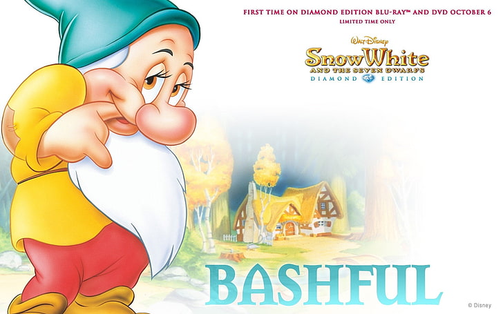 Movie, Snow White and the Seven Dwarfs, Bashful, Cartoon, Disney