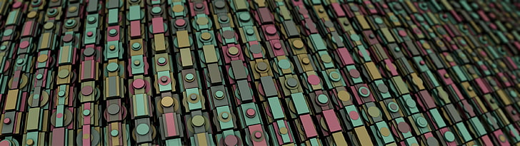 teal and red metal frame, pattern, abstract, procedural generation, HD wallpaper