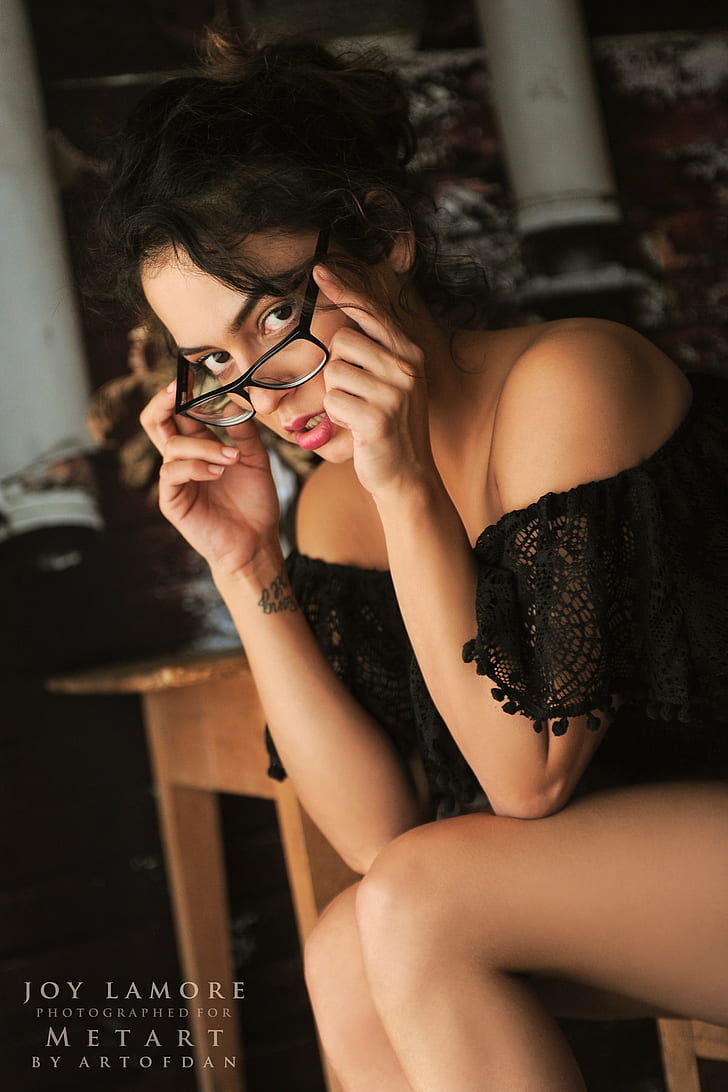 women with glasses, model, Dani Fehr, MetArt Magazine, Joy Lamore, HD wallpaper