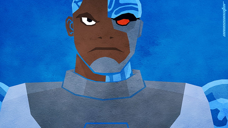 Teen Titans, Cyborg (DC Comics), blue, art and craft, representation, HD wallpaper