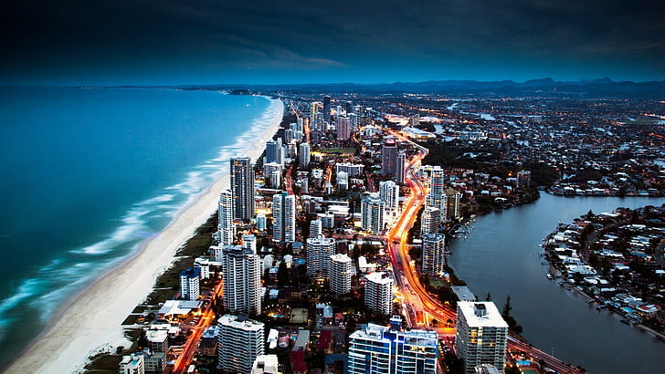city, beach, Gold Coast, cityscape, Australia
