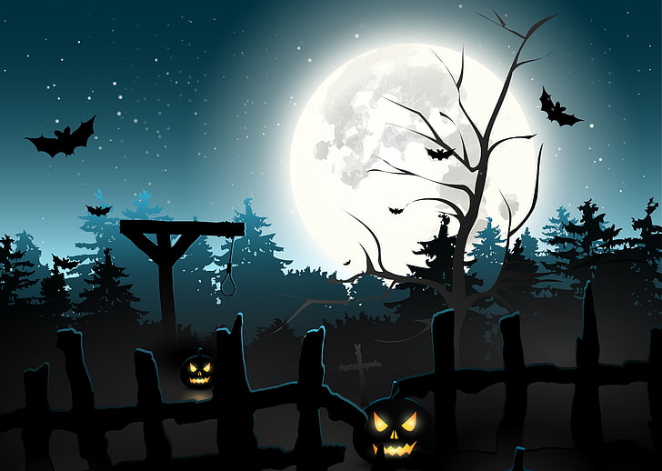 Mocsicka Happy Halloween Backdrop 7x5ft Vinyl Horror Forest Pumpkin Lantern Graveyard Background All Saints Day Ghost Photography Backdrops 