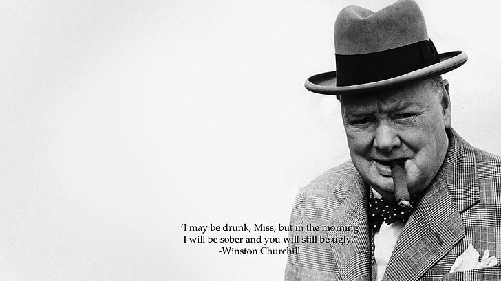 Winston Churchill, quote, one person, hat, portrait, men, males