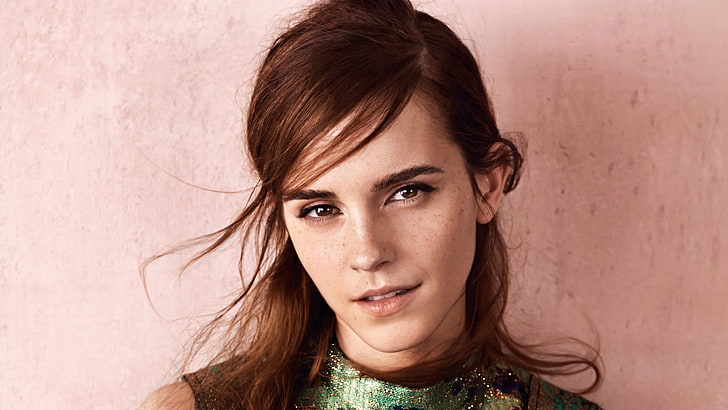 woman's face, Emma Watson, celebrity, actress, looking at viewer
