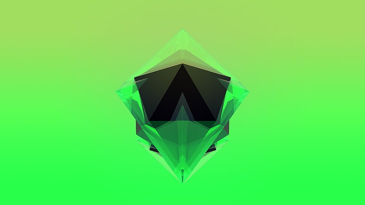 black and green graphic wallpaper, abstract, Justin Maller, Facets