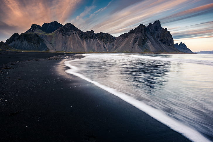 HD wallpaper: black sand seashore and gray mountain, iceland, islandia,  landscape | Wallpaper Flare