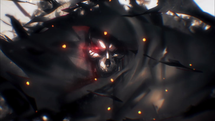 skull illustration, Anime, Overlord, Ainz Ooal Gown, illuminated HD wallpaper