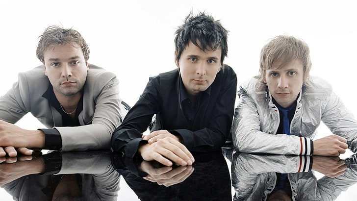 men's black long-sleeved shirt, muse, band, members, table, suits, HD wallpaper