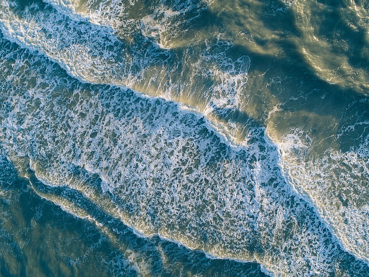 blue water foam, nature, sea, no people, aquatic sport, wave, HD wallpaper