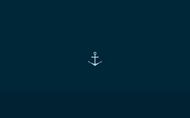 blue, anchors, nautical, minimalism, simple, simple background, HD wallpaper