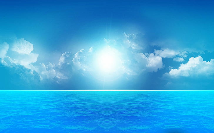 A Blue Day At Sea, picture, calm, nice, background, white, artistic, HD wallpaper