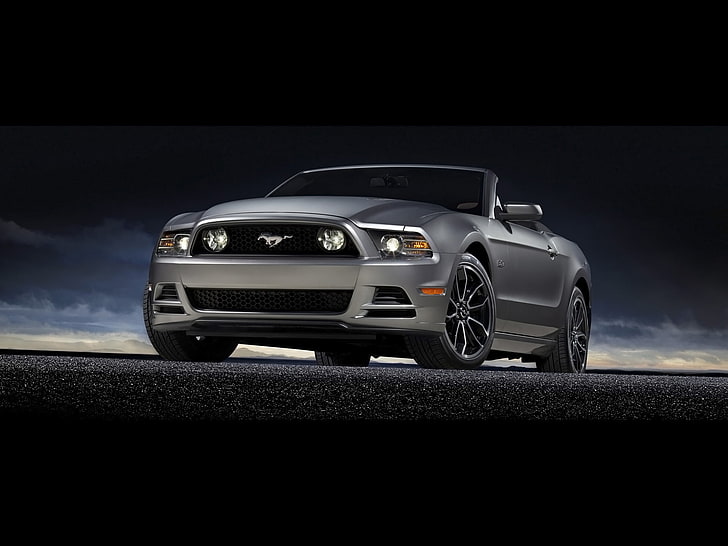 Hd Wallpaper Ford Mustang Race Car Gray Ford Mustang Gt Convertible Coupe Wallpaper Flare
