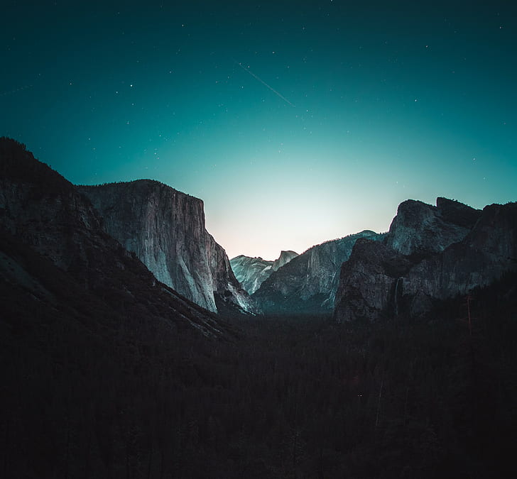 Yosemite valley, Mountains, Night, Stars, sky, beauty in nature, HD wallpaper