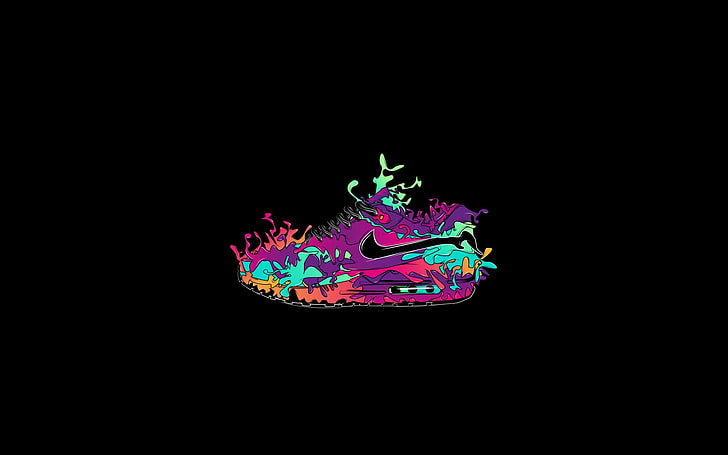 purple and teal Nike logo, beauty, black, air max, illustration