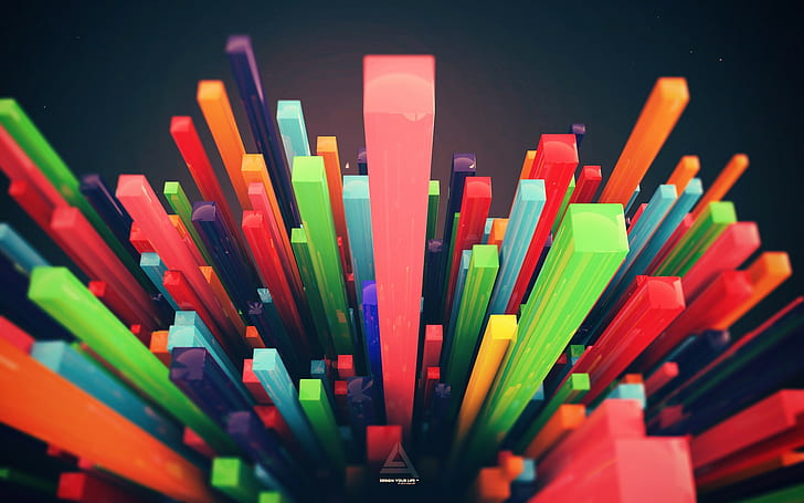 assorted-color building digital wallpaer, 3D, multi colored, large group of objects, HD wallpaper
