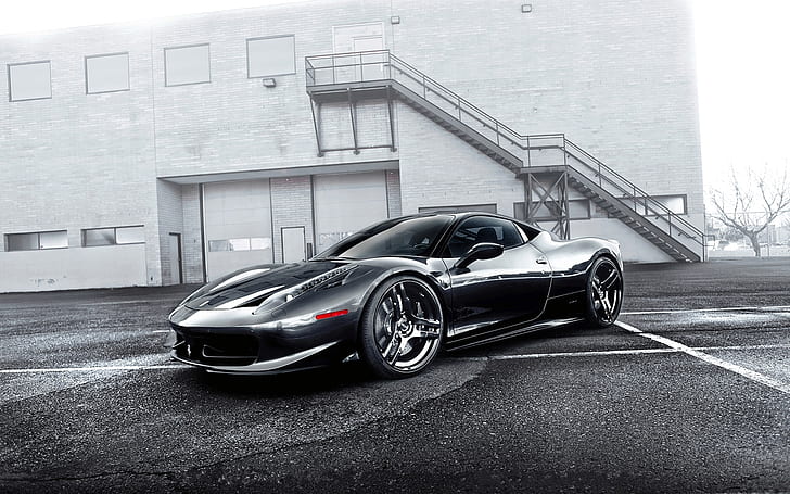 HD wallpaper: Ferrari 458 Italia gray supercar, black sports car | Wallpaper  Flare