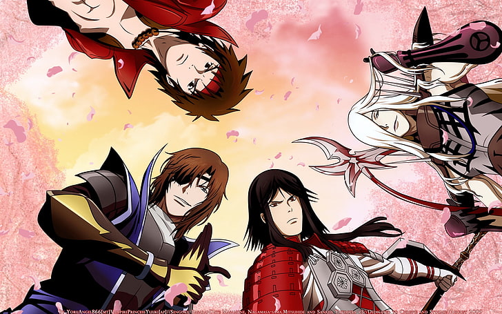 four anime characters illustration, sengoku basara, date masamune, HD wallpaper