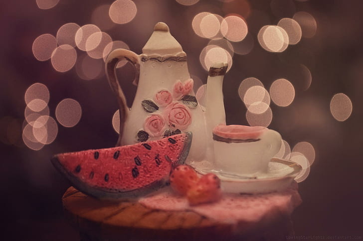 Sweet Time, melon, pink, 3d and abstract, HD wallpaper